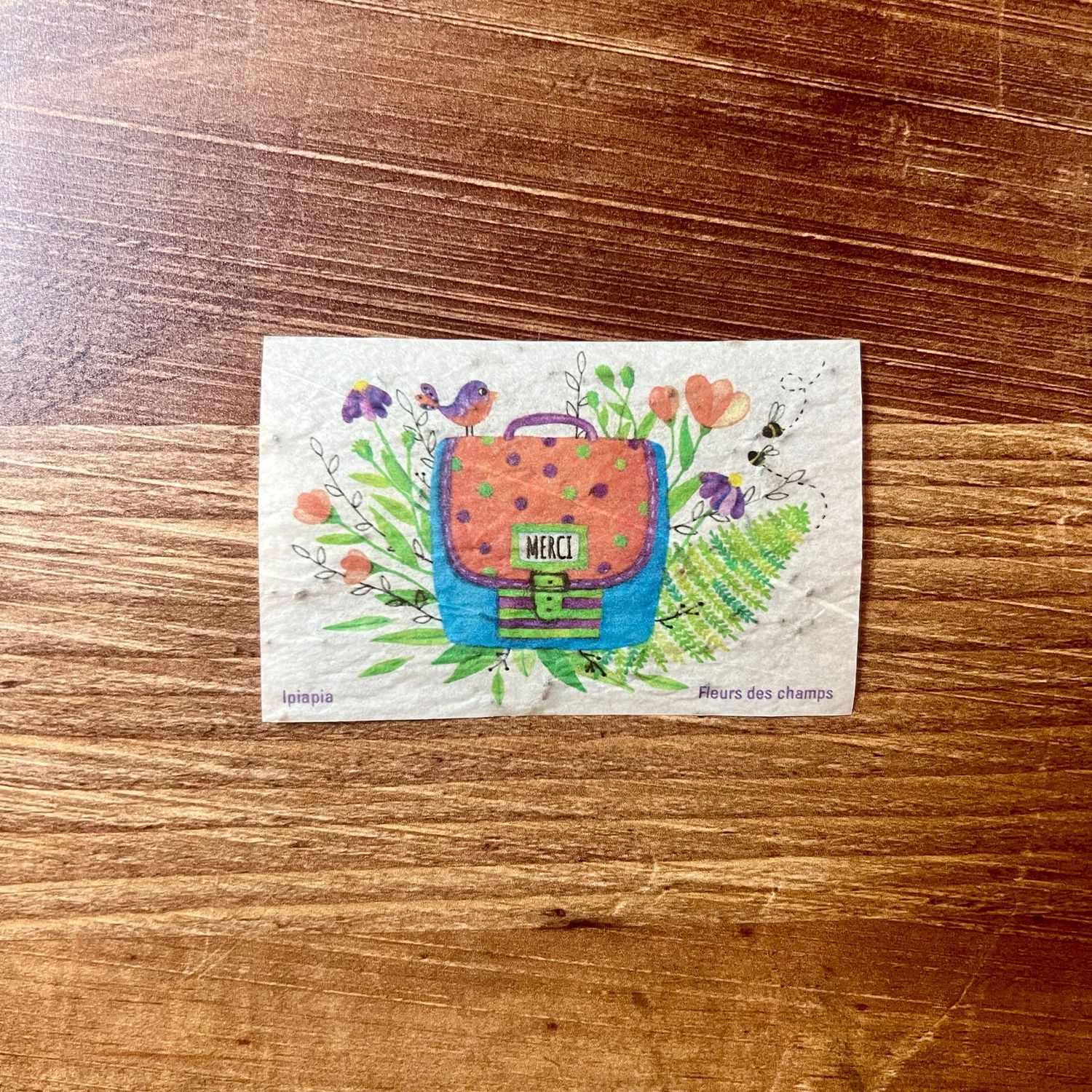 Mini carte à planter « merci » fleurs des champs
