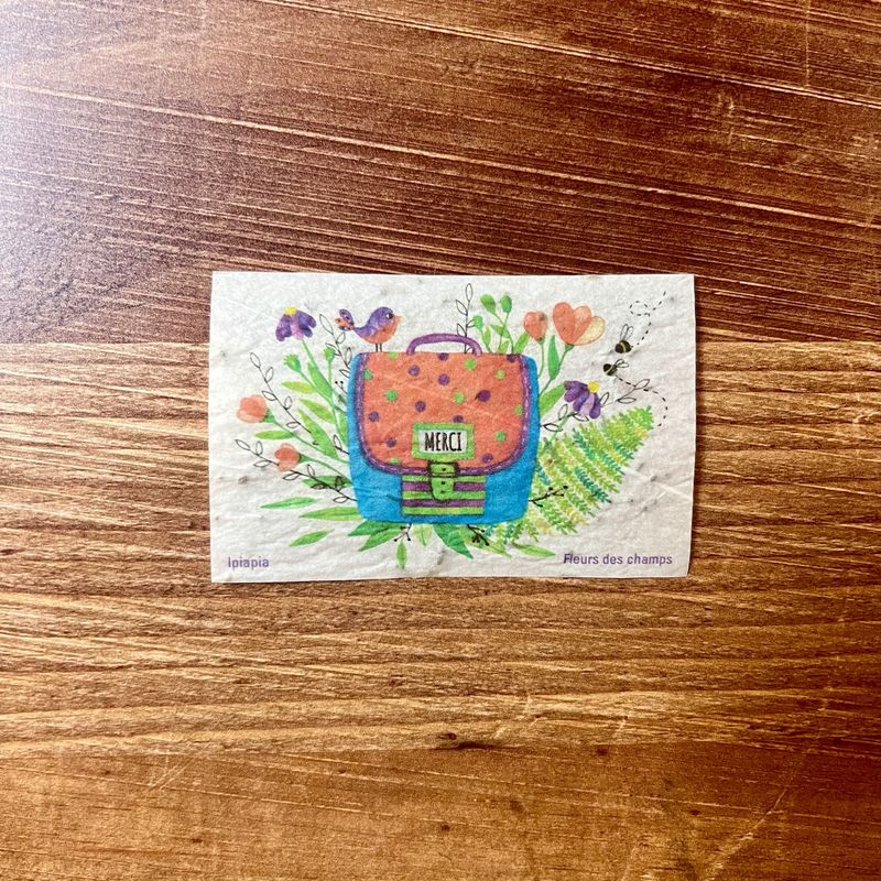 Mini carte à planter « merci » fleurs des champs