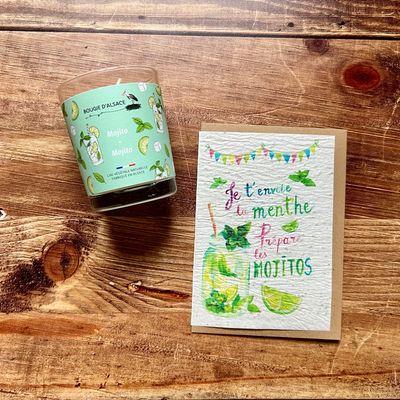 Carte ensemencée et sa bougie « mojito »