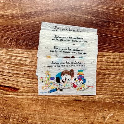 Lot de 10 minis cartes à planter « merci pour les couleurs que tu as mises dans ma vie » fleurs des champs