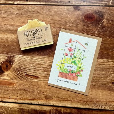 Carte à planter "Merci pour cette année" et son savon camomille (exclusivité site)