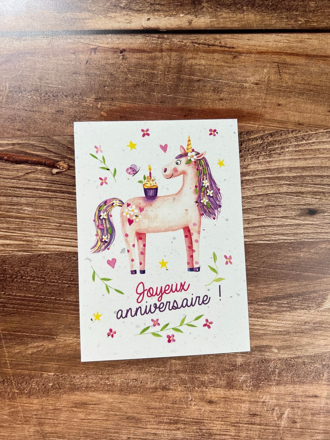 Carte traditionnelle A6 « Anniversaire licorne »