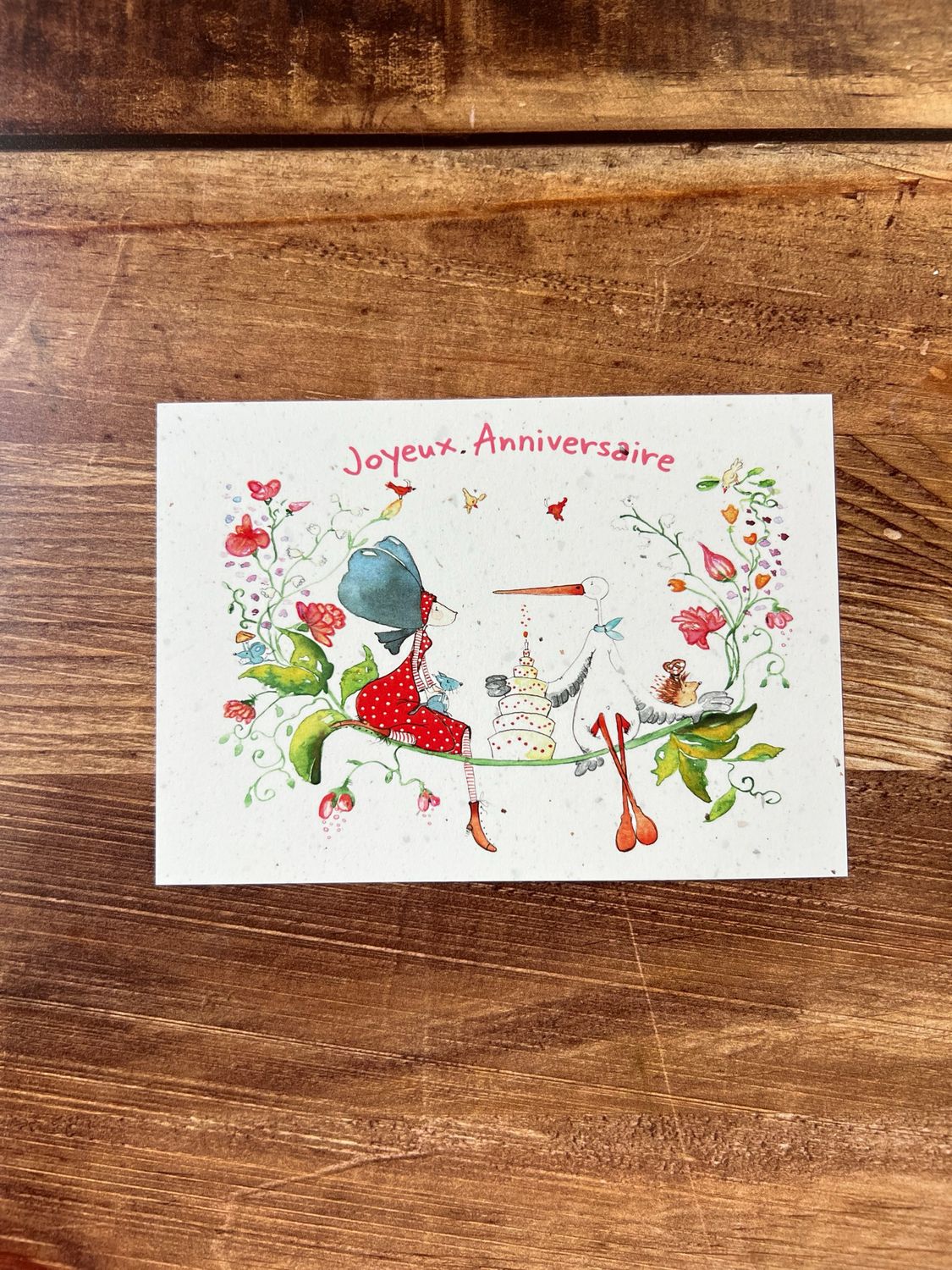Carte traditionnelle A6 « Anniversaire cigogne »
