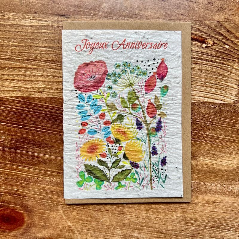 Carte à planter ensemencée en graines de fleurs des champs " Joyeux Anniversaire "