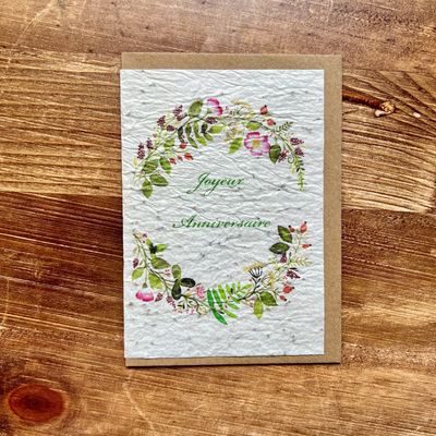 Carte à planter ensemencée en graines de fleurs des champs " Joyeux Anniversaire "