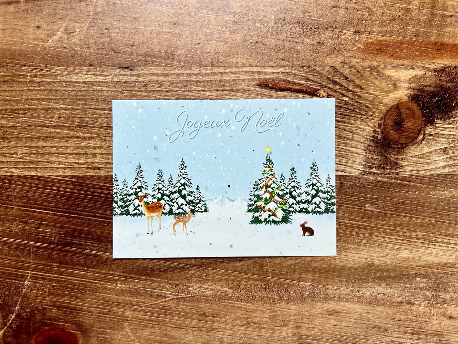 Carte traditionnelle A6 « Joyeux Noël forêt »
