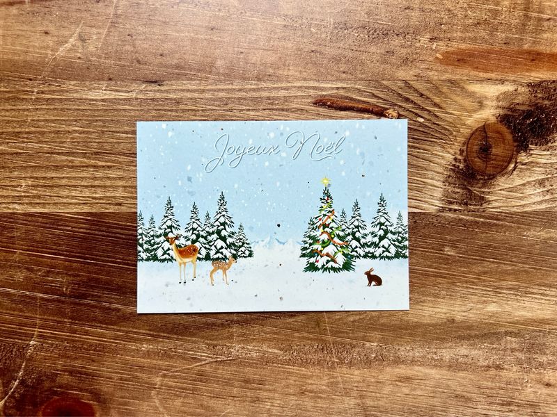 Carte traditionnelle A6 « Joyeux Noël forêt »