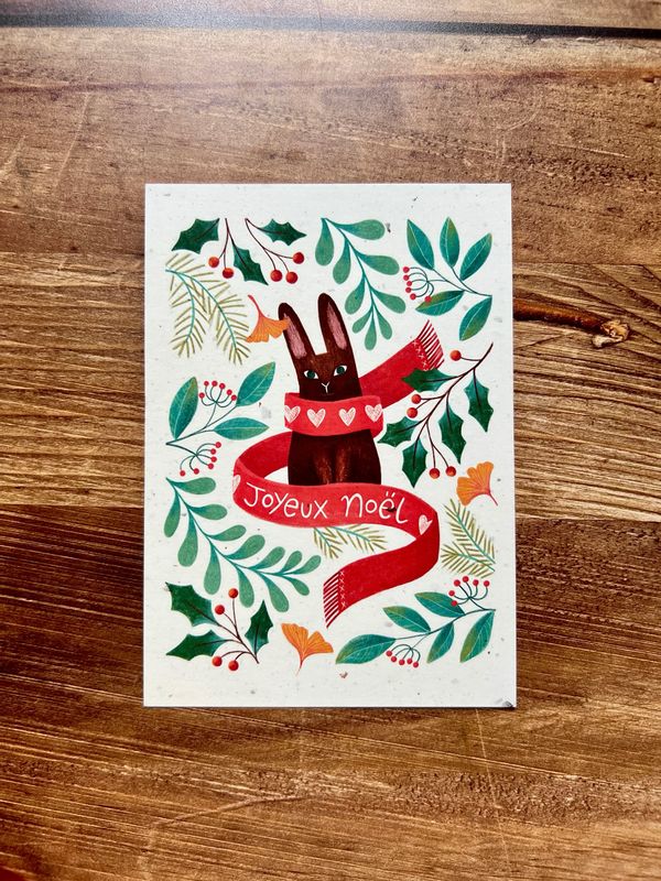 Carte traditionnelle A6 « Lapin de Noël »