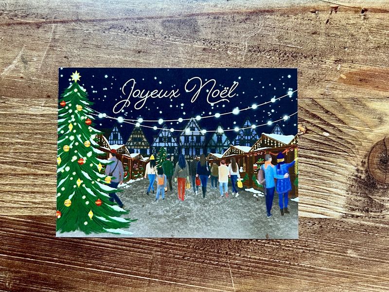 Carte traditionnelle A6 « Marché de Noël »