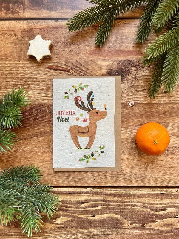 Carte à planter "joyeux Noël Renne"