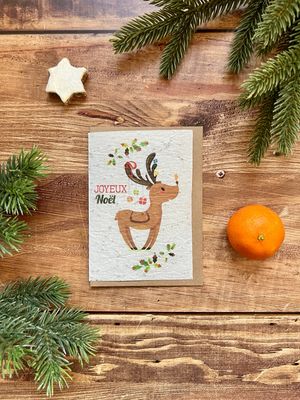 Carte à planter "joyeux Noël Renne"