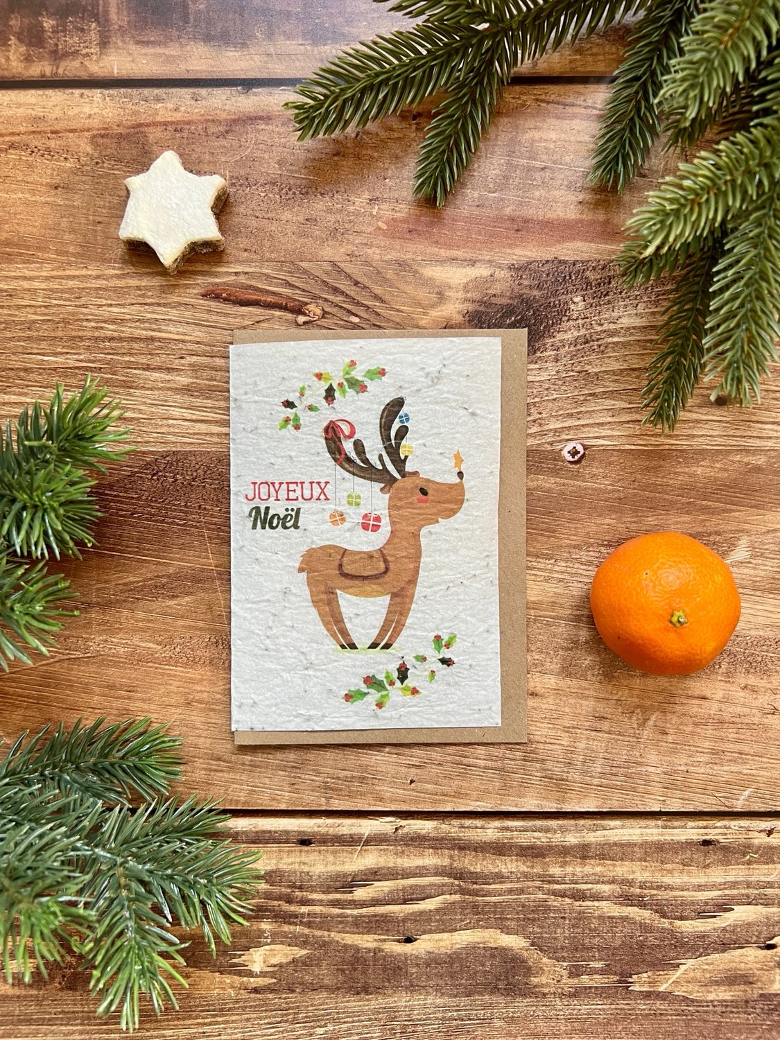 Carte à planter "joyeux Noël Renne"