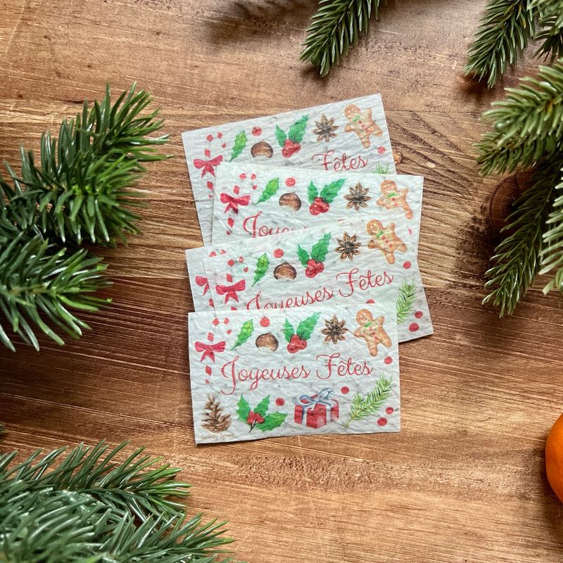 1 mini carte à planter « joyeuses fêtes » fleurs des champs