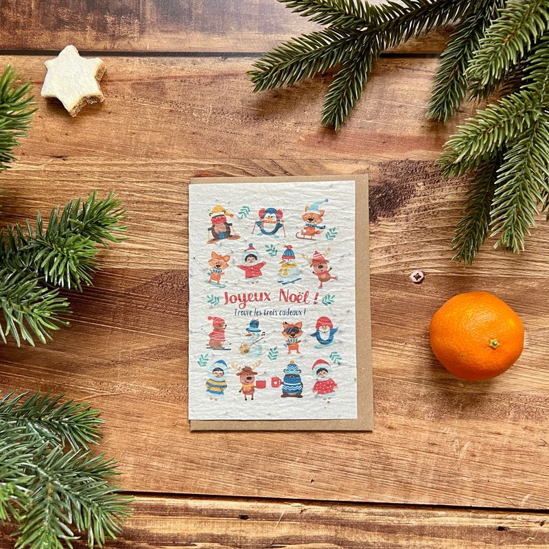 Carte à planter jeu « Joyeux Noël » 