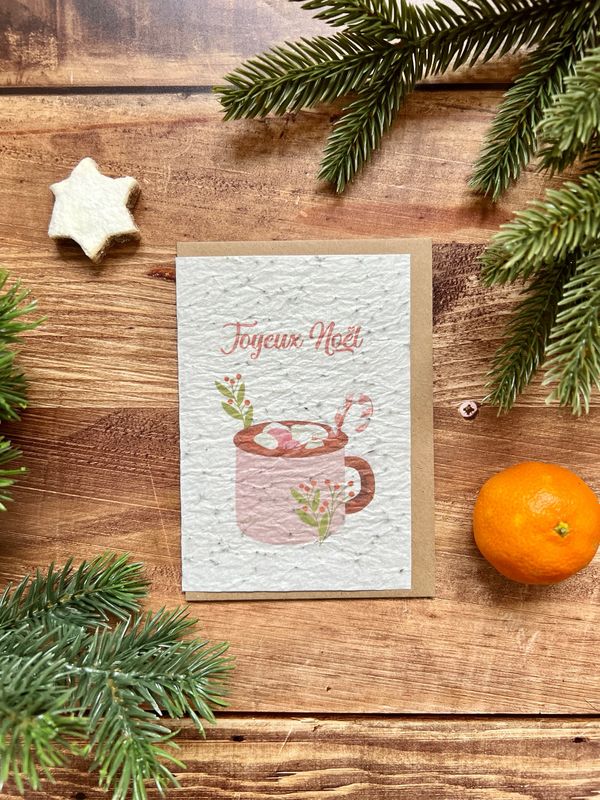 Carte à planter " Joyeux Noël tasse "