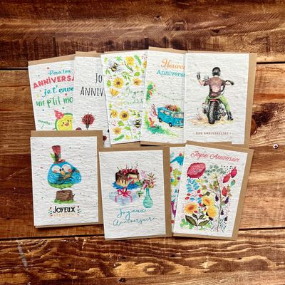 Carte à planter A6 double anniversaire