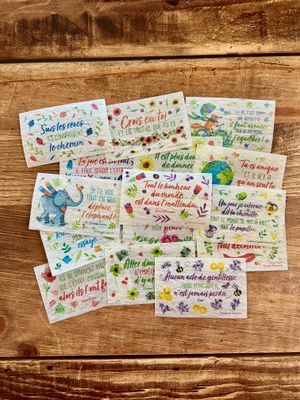 Jolis mots à planter (citations, phrases encourageantes à semer) à choisir à l'unité (1,50 euro pièce)