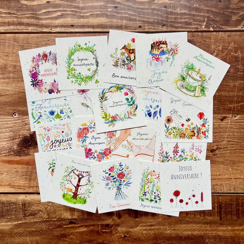 Carte en chute de bulbe de tulipe 9x9 cm anniversaire