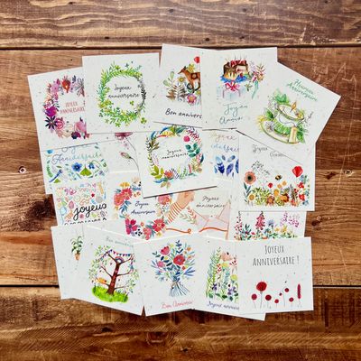 Carte en chute de bulbe de tulipe 9x9 cm anniversaire