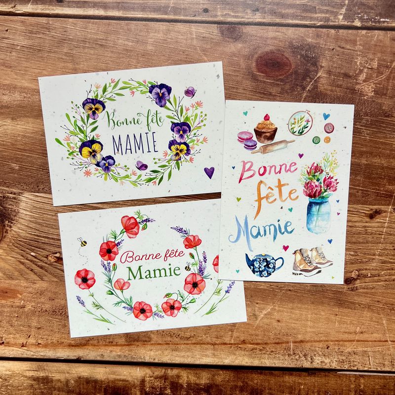 Carte en chute de bulbe de tulipe A6 fête des mamies (3 modèles au choix)