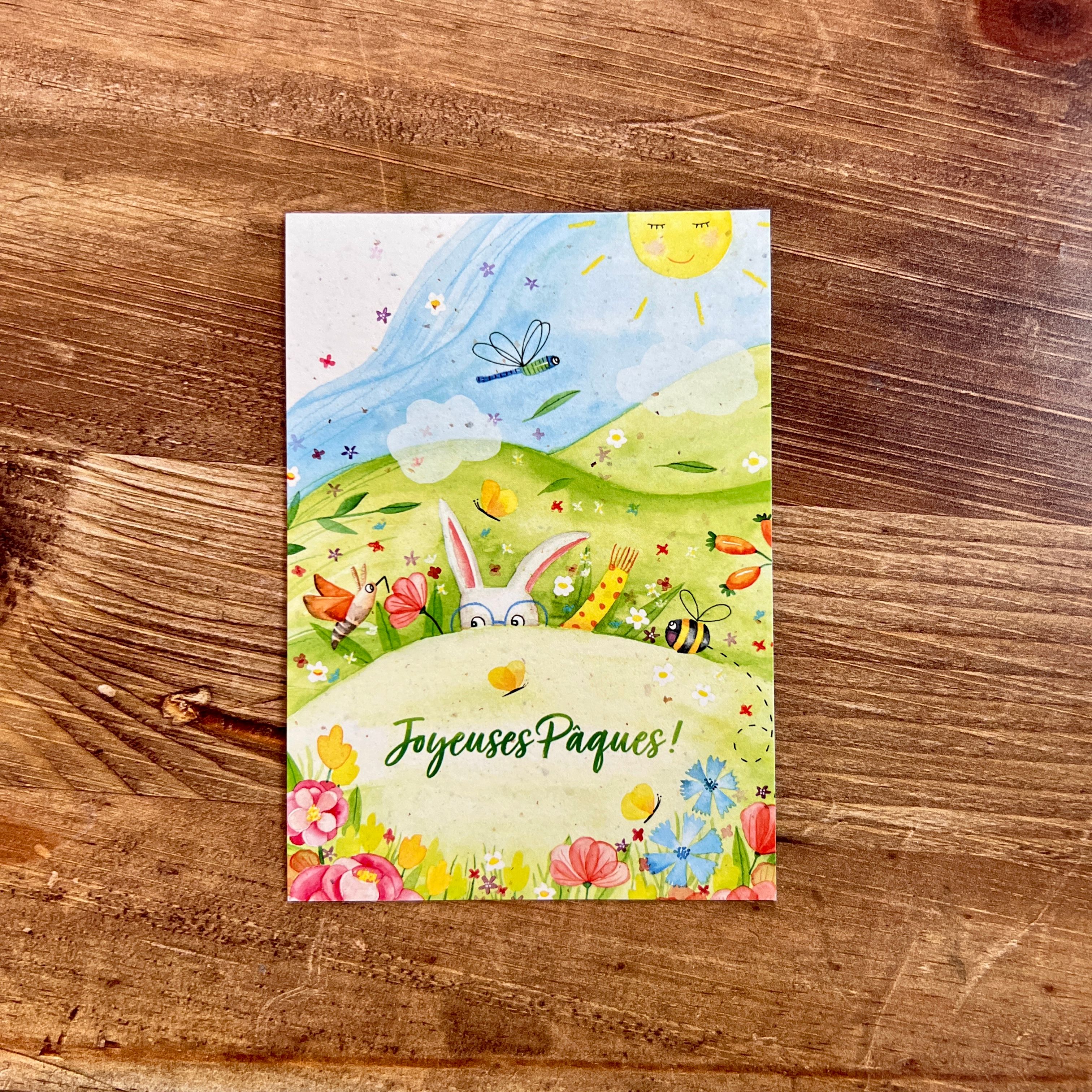 Carte de Pâques illustrée – Lapin de Pâques et Agneau Pascal – Aquarelle (5 modèles au choix)