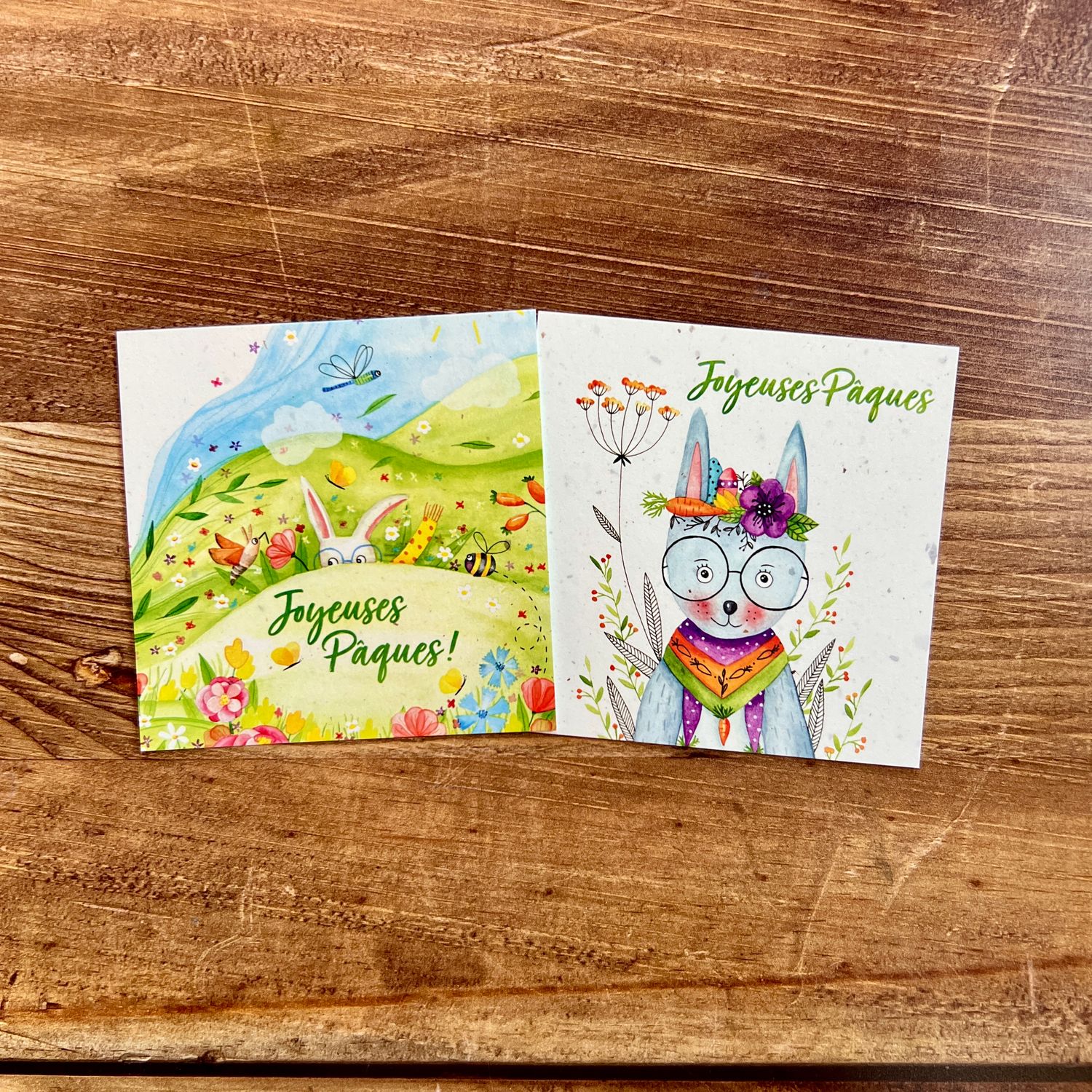 Petite carte postale Joyeuses Pâques illustrée par Ipiapia (2 modèles au choix)