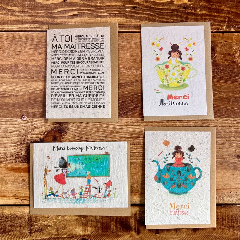 Carte à planter merci maitresse (4 modèle au choix)