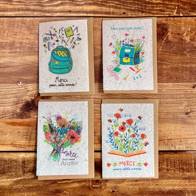 Carte à planter merci pour cette année  (4 modèle au choix) - maitresse maitre atsem..