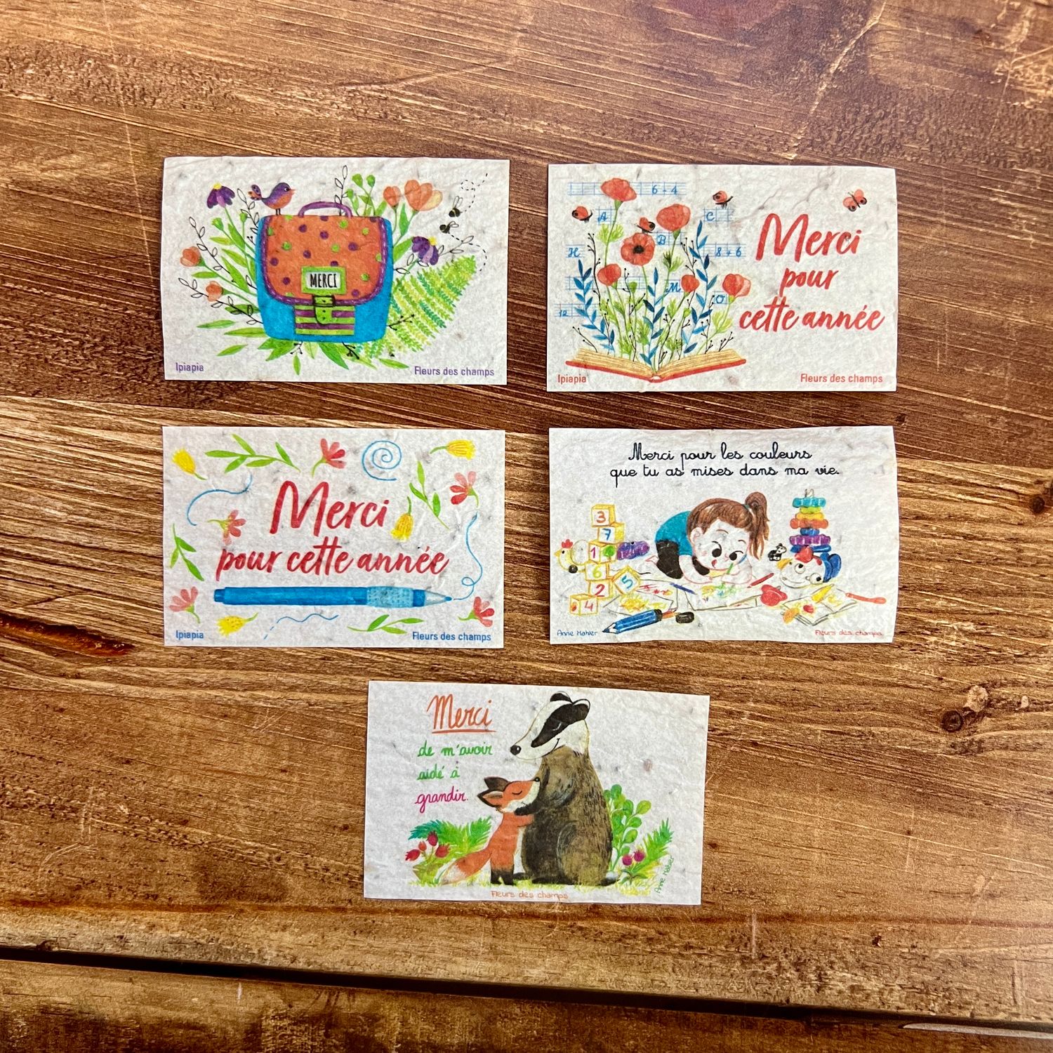 Mini carte à planter merci crèche nounou maitresse élève..  fleurs des champs (5 modèles aux choix)