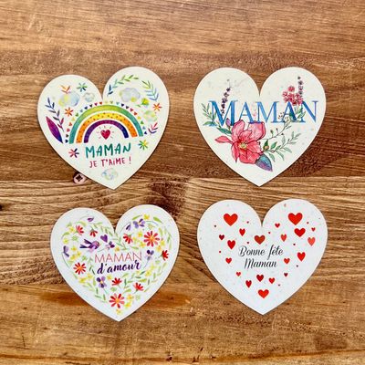 Petites Cartes Cœur Fête des Mères – Pour Bouquet ou Cadeau pour maman