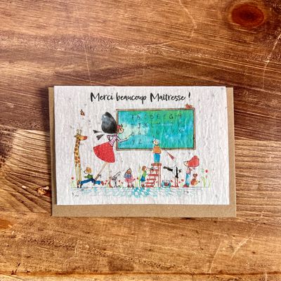 Carte à planter  remerciement enseignante "Merci maitresse"