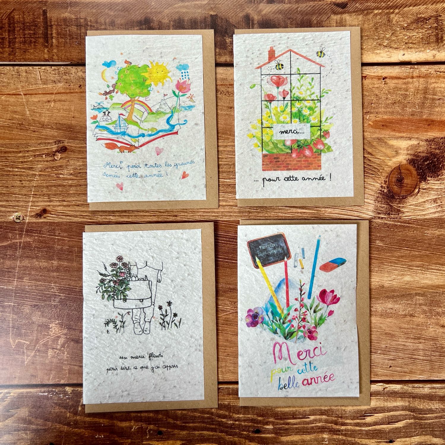 Carte à planter merci pour cette année (4 modèle au choix) - maitresse maitre atsem..