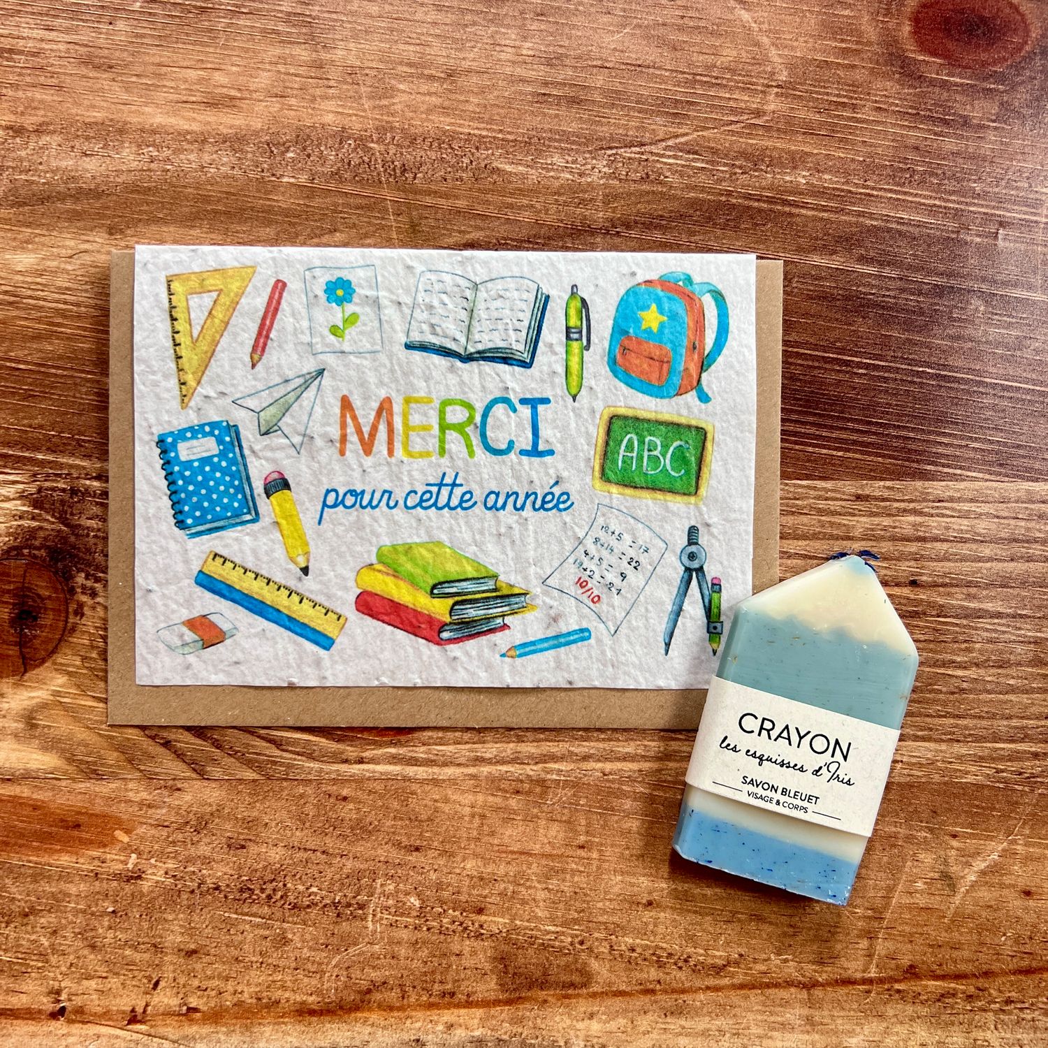 Carte à planter merci pour cette année et son savon crayon