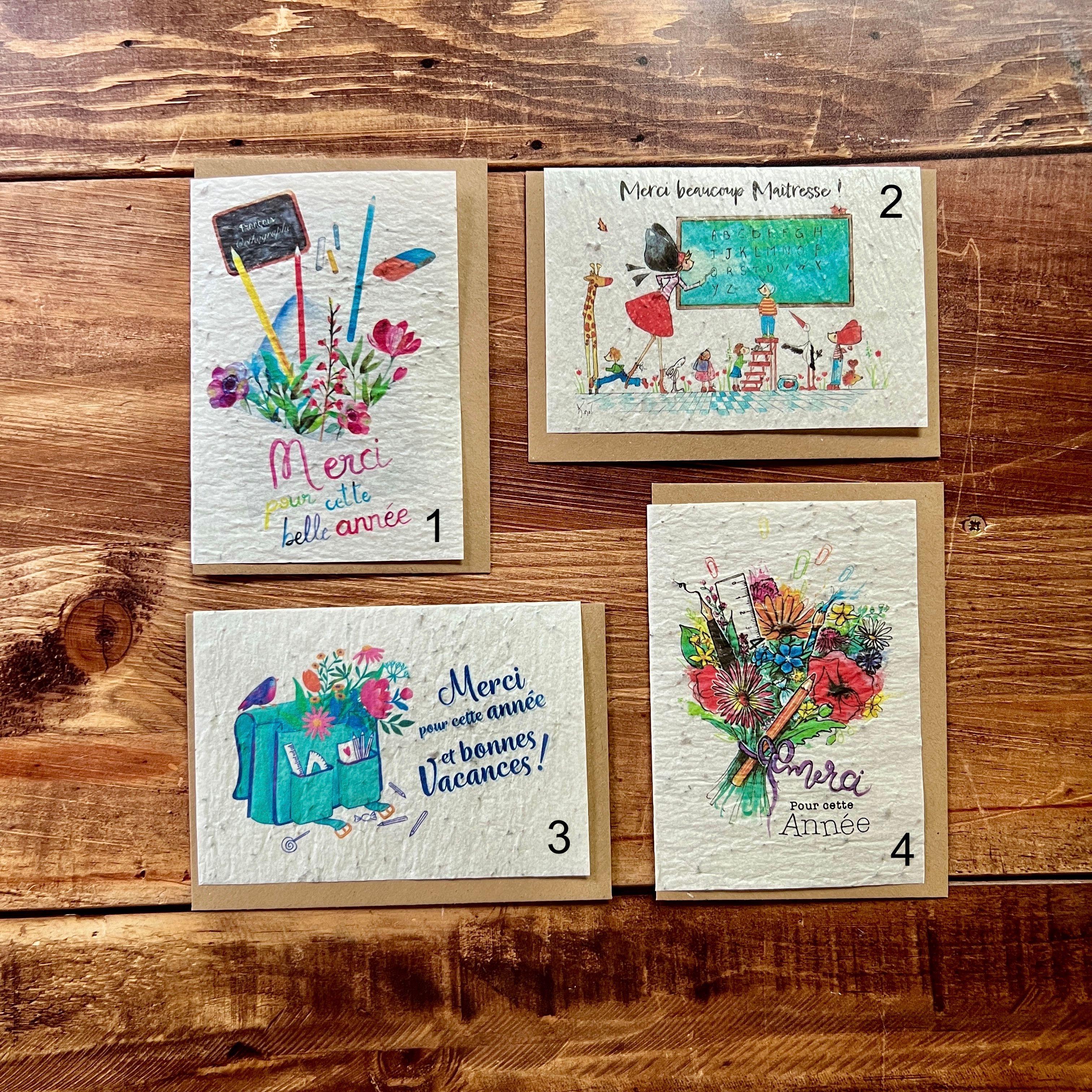 Carte à planter merci crèche nounou maitresse et son savon crayon aux choix