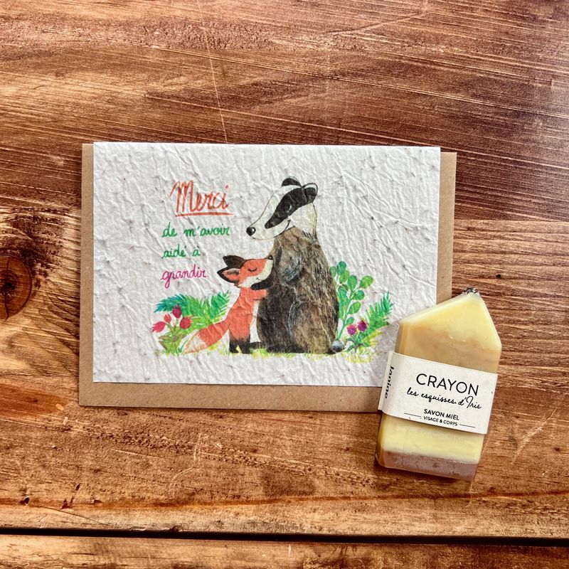 Carte à planter merci maitresse et son savon crayon