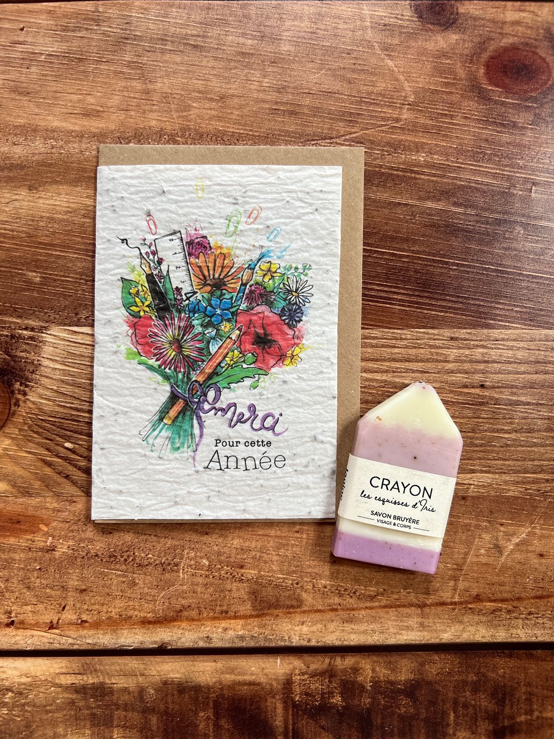 Carte à planter merci maîtresse et son savon crayon
