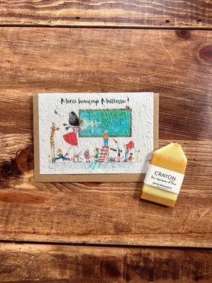 Carte à planter merci maitresse et son savon crayon