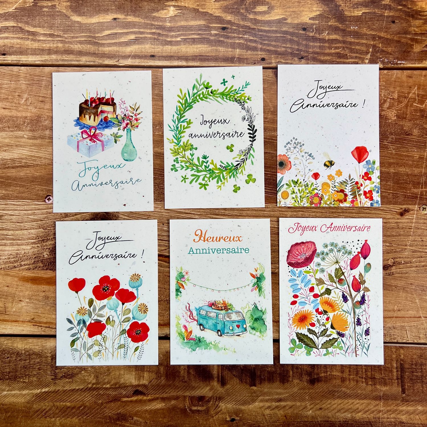Carte d'anniversaire A6 illustrée à l'aquarelle