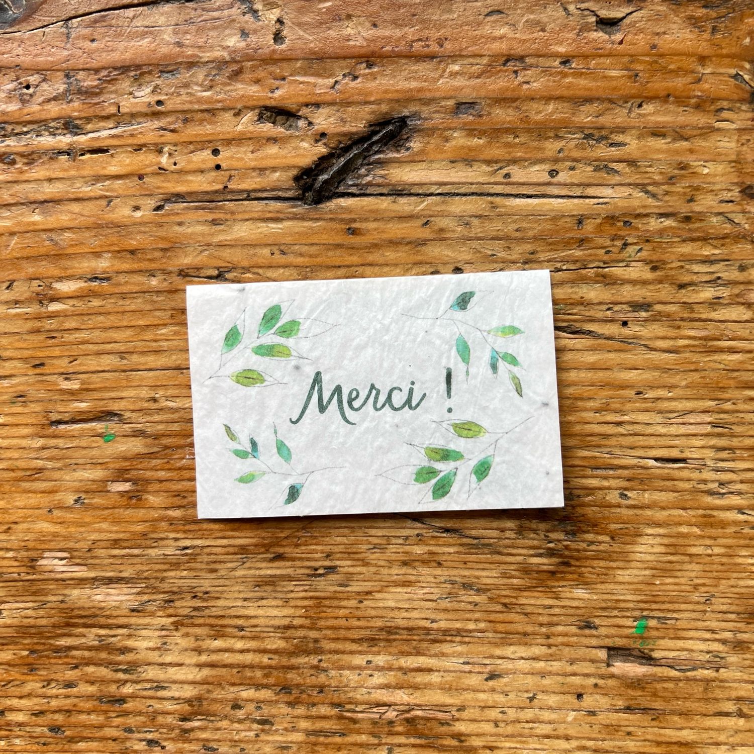 Mini carte à planter double " merci " herbes aromatiques