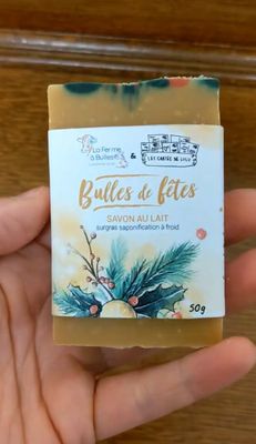 Précommande savon 50 grammes de Noël avec bandeau ensemencé