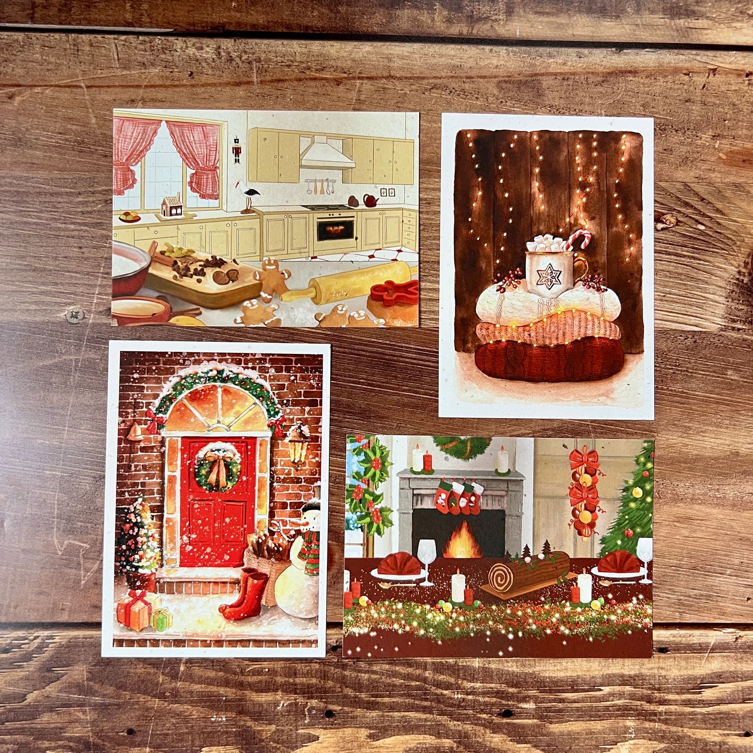 Carte de Noël en papier recyclé tulipe | Illustrations festives au choix