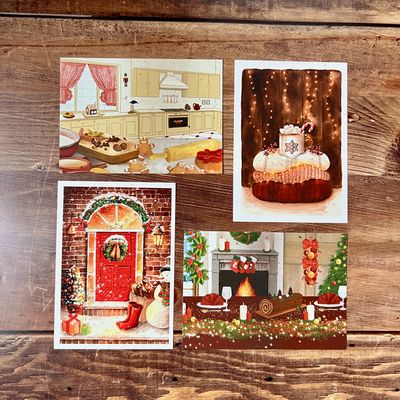 Carte de Noël en papier recyclé tulipe | Illustrations festives au choix Carte de Noël en papier recyclé tulipe | Illustrations festives au choix