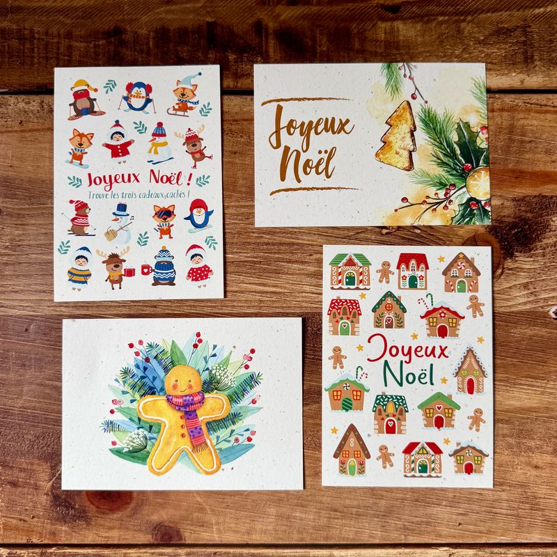 Carte de Noël en papier recyclé tulipe | Illustrations au choix Carte de Noël en papier recyclé tulipe | Illustrations au choix