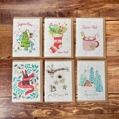 Cartes de Noël à planter – Illustrations aquarelle artisanales (au choix) Cartes de Noël à planter – Illustrations aquarelle artisanales (au choix)