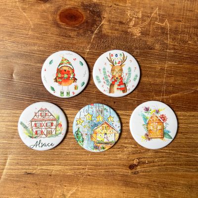 Magnets illustrés – Collection Noël (5 modèles aux choix)
