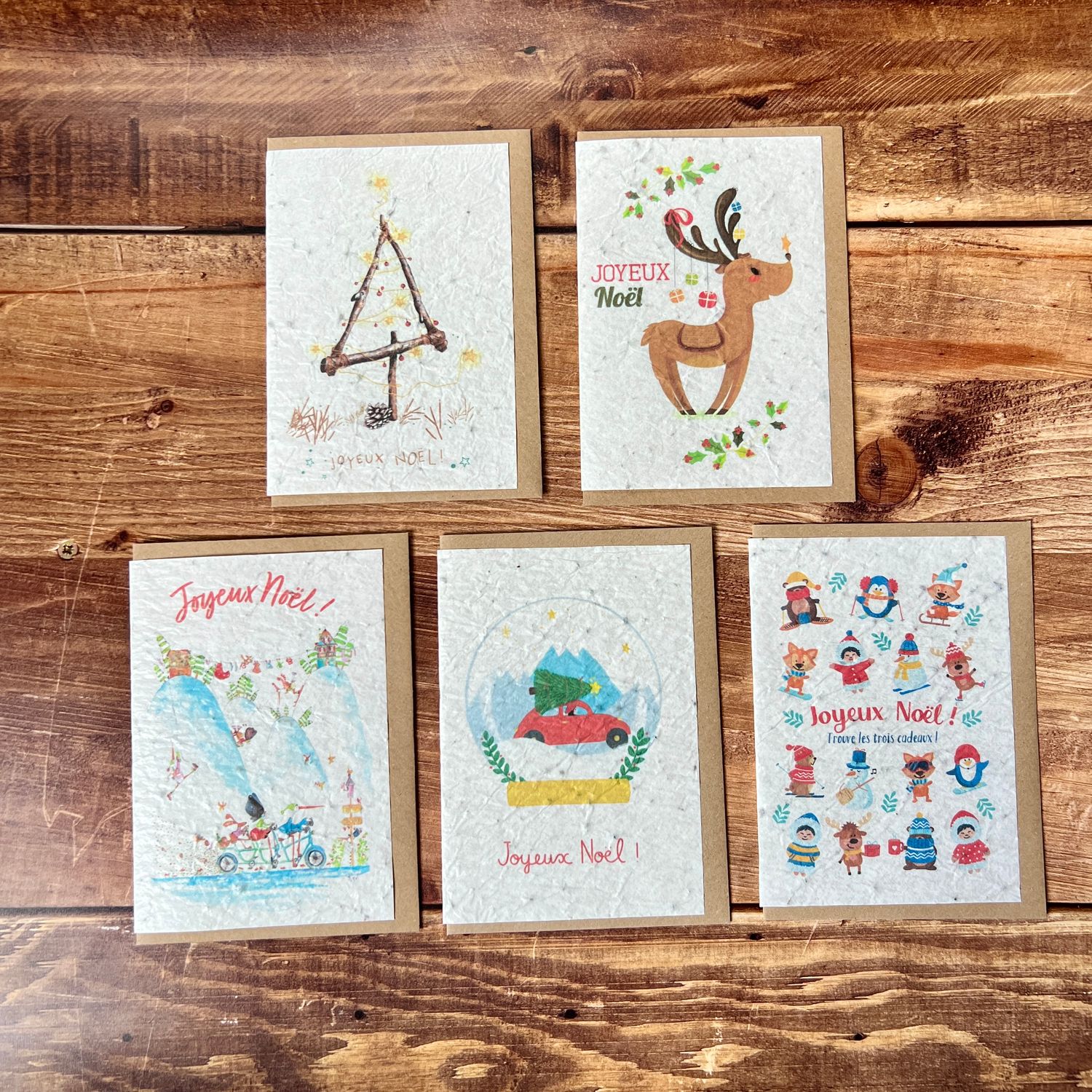 Carte de Noël en papier ensemencé | Illustrations au choix Carte de Noël en papier ensemencé | Illustrations au choix