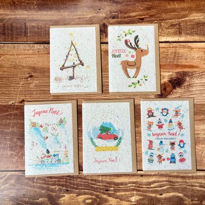 Carte de Noël en papier ensemencé | Illustrations au choix Carte de Noël en papier ensemencé | Illustrations au choix