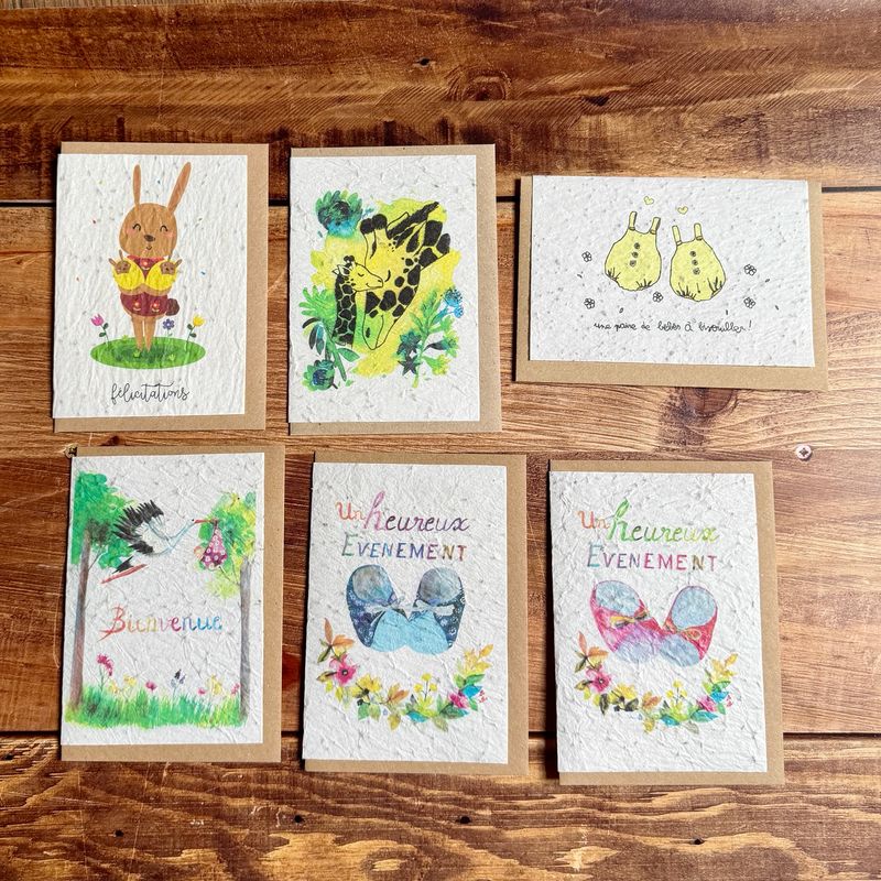 Carte à planter naissance joyeuse – Modèle au choix (animaux & messages doux)