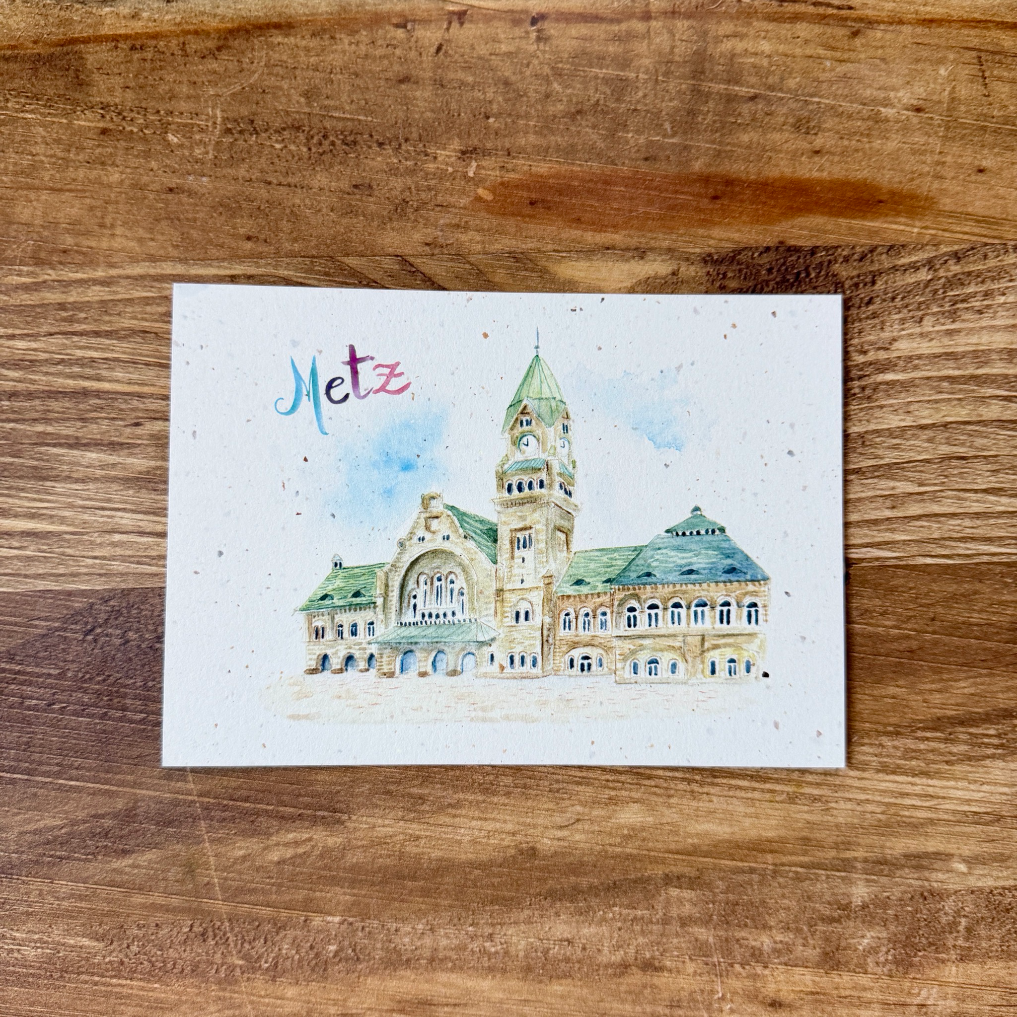 Cartes « Metz » illustrées à l’aquarelle en papier chutes de bulbes de tulipes (3 modèles)