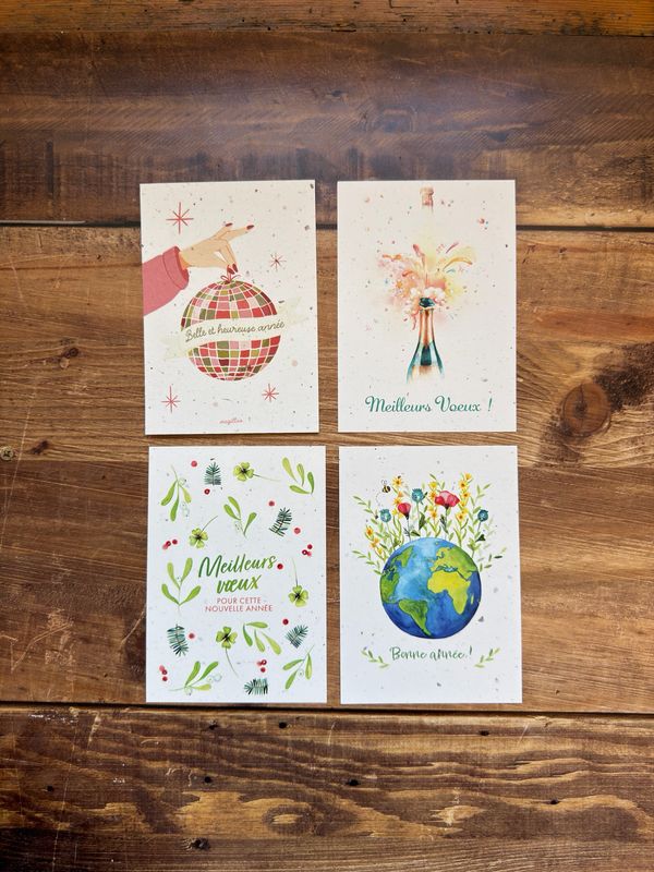Cartes de vœux 2027 illustrées à l’aquarelle en papier chutes de bulbes de tulipes (3 modèles) Cartes de vœux 2027 illustrées à l’aquarelle en papier chutes de bulbes de tulipes (3 modèles)